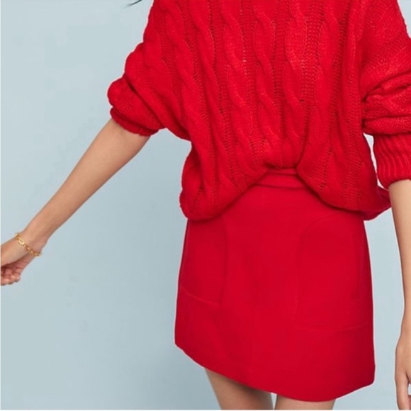 MAEVE By Anthropologie Novato Red Knit A-Line Mini Skirt - Picture 1 of 12